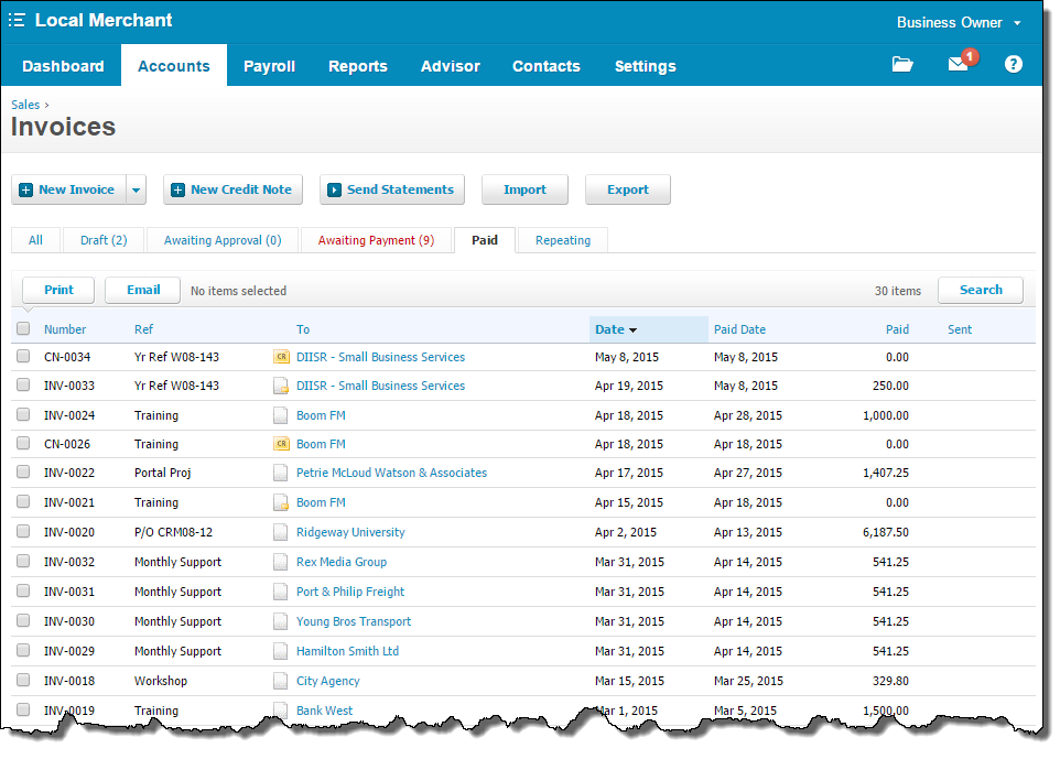 report sales customer in by xero Xero, Information How Sales Clover Your for Appears In